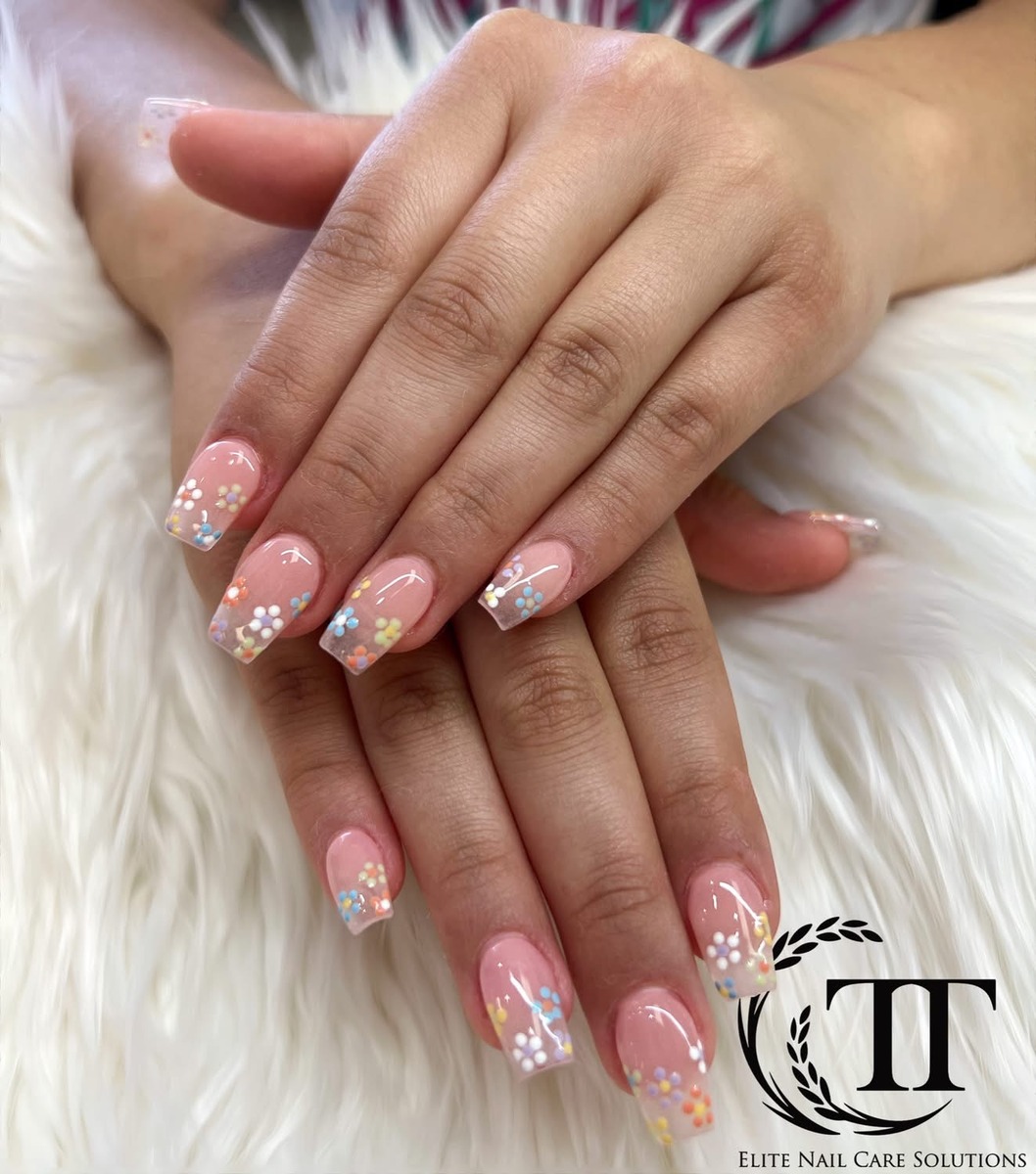 Floral nail art at T-T Nails and Spa Warrensburg MO