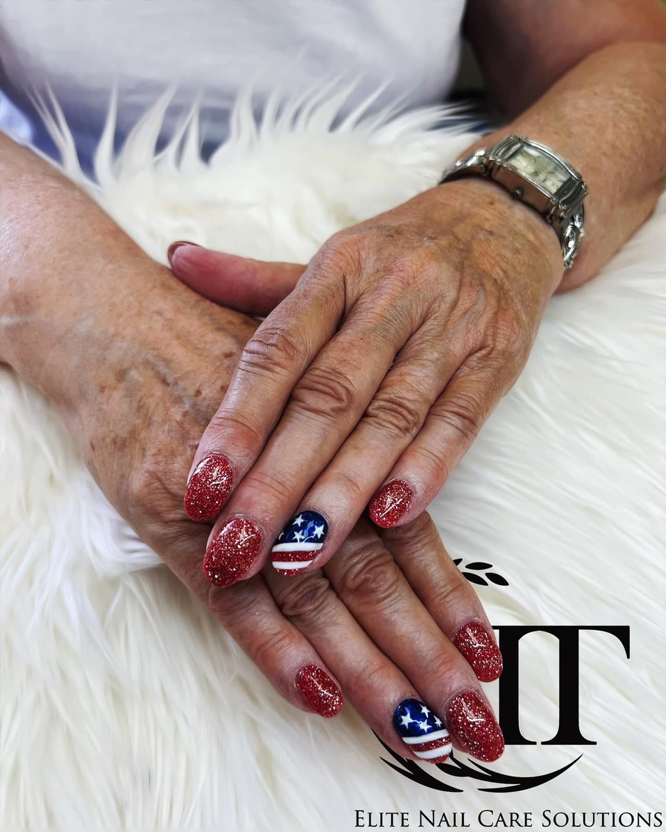 Patriotic American flag nail art near Whiteman AFB Warrensburg MO