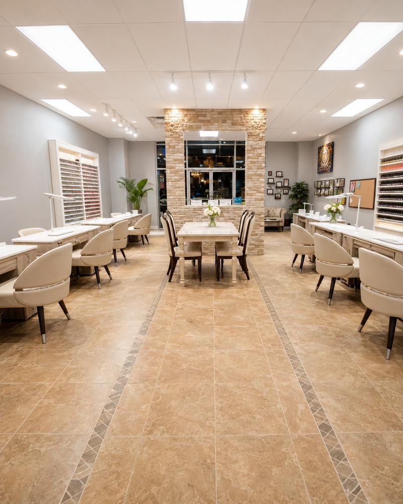 T-T Nails and Spa manicure stations interior — best nail salon Warrensburg MO